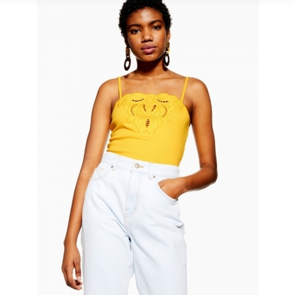 Topshop Cropped Tank Top with Cutouts - Picture 1 of 9